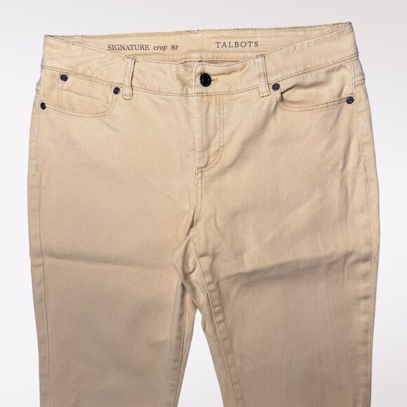 Talbots Yellow Signature Crop Jeans Zip Hem Stretch 8 Petite - Picture 2 of 7